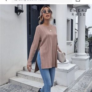 Split hem Ron knit long sleeve top